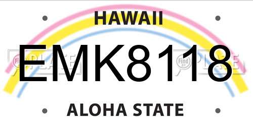 EMK8118 Hawaii License Plate