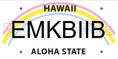 EMKBIIB Hawaii License Plate