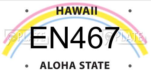 EN467 Hawaii License Plate