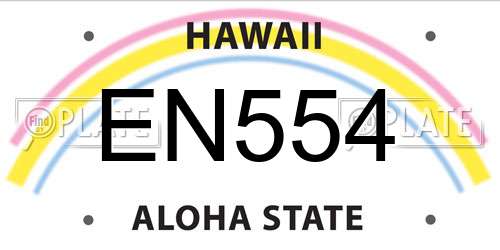 EN554 Hawaii License Plate