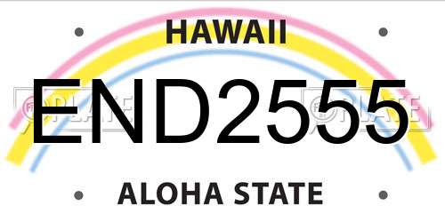 END2555 Hawaii License Plate