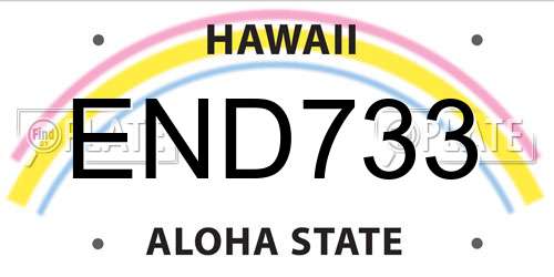 END733 Hawaii License Plate