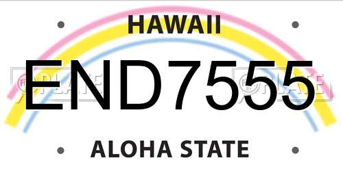 END7555 Hawaii License Plate