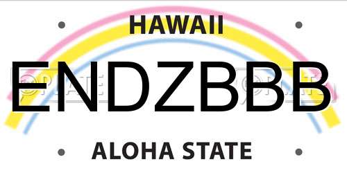 ENDZBBB Hawaii License Plate