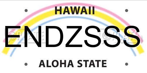 ENDZSSS Hawaii License Plate