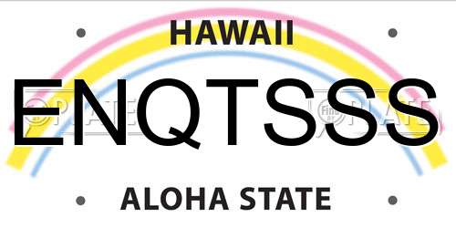 ENQTSSS Hawaii License Plate