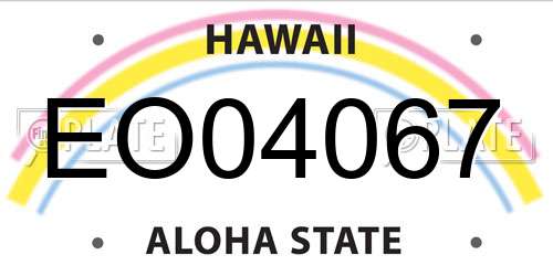 EO04067 Hawaii License Plate