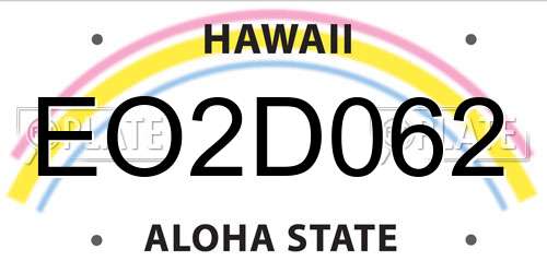 EO2D062 Hawaii License Plate