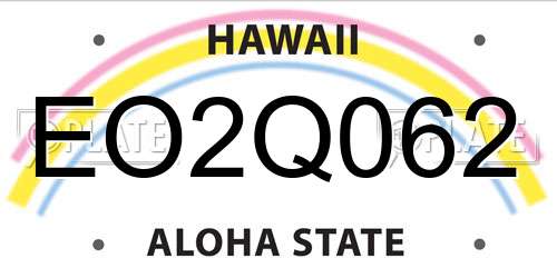 EO2Q062 Hawaii License Plate