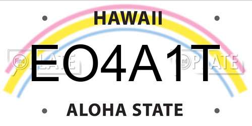EO4A1T Hawaii License Plate