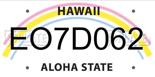 EO7D062 Hawaii License Plate