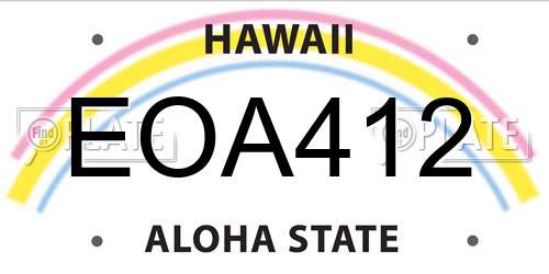 EOA412 Hawaii License Plate