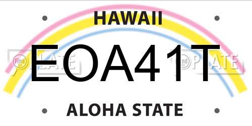 EOA41T Hawaii License Plate