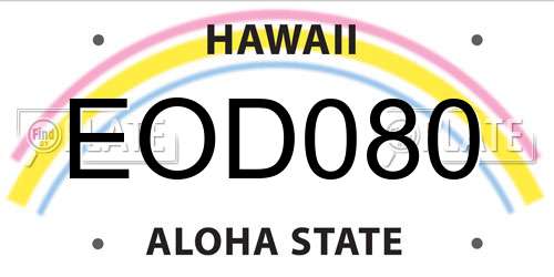 EOD080 Hawaii License Plate