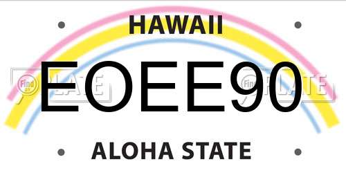 EOEE90 Hawaii License Plate