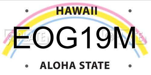 EOG19M Hawaii License Plate