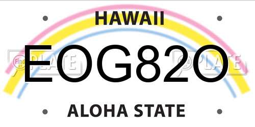 EOG82O Hawaii License Plate