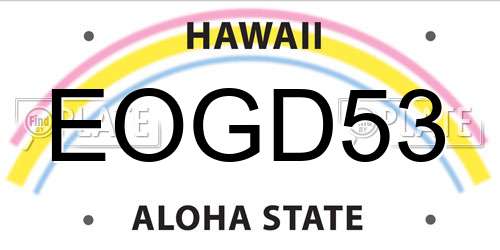 EOGD53 Hawaii License Plate