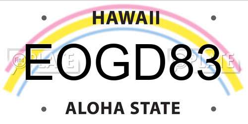 EOGD83 Hawaii License Plate