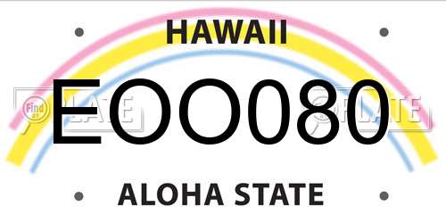 EOO080 Hawaii License Plate