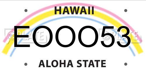 EOOO53 Hawaii License Plate