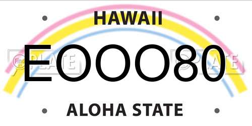 EOOO80 Hawaii License Plate