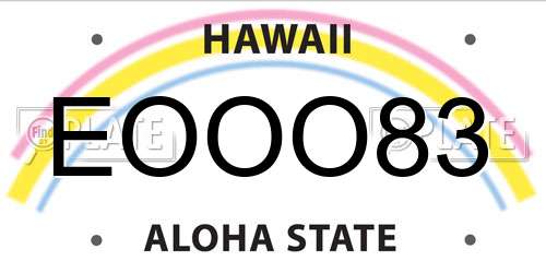 EOOO83 Hawaii License Plate