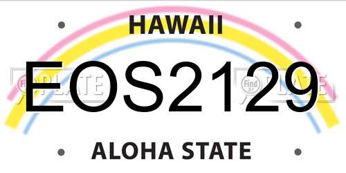 EOS2129 Hawaii License Plate
