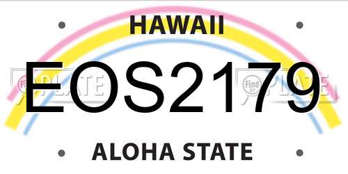 EOS2179 Hawaii License Plate