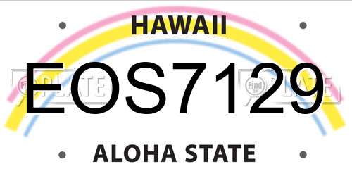 EOS7129 Hawaii License Plate