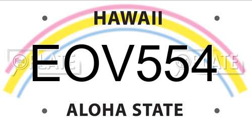 EOV554 Hawaii License Plate