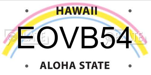 EOVB54 Hawaii License Plate