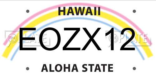 EOZX12 Hawaii License Plate