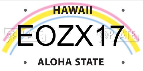EOZX17 Hawaii License Plate