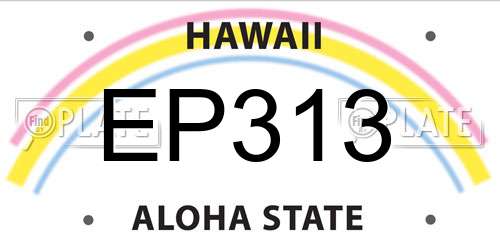 EP313 Hawaii License Plate
