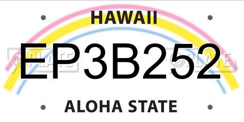 EP3B252 Hawaii License Plate