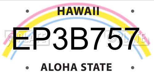 EP3B757 Hawaii License Plate