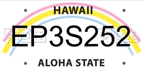 EP3S252 Hawaii License Plate