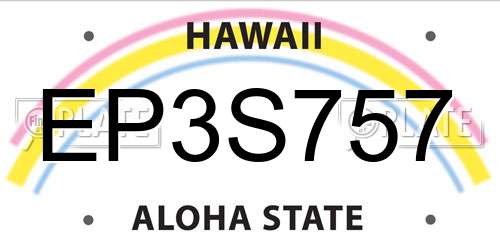 EP3S757 Hawaii License Plate