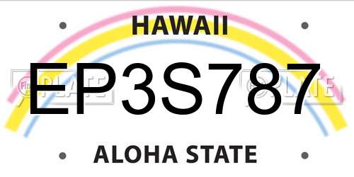 EP3S787 Hawaii License Plate