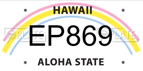 EP869 Hawaii License Plate
