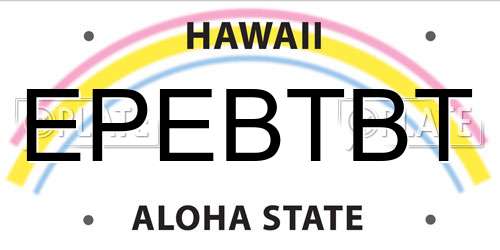 EPEBTBT Hawaii License Plate