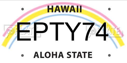 EPTY74 Hawaii License Plate