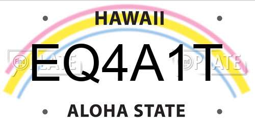 EQ4A1T Hawaii License Plate