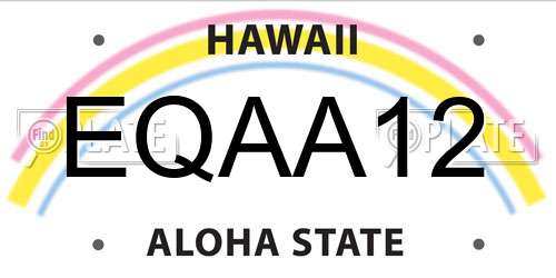 EQAA12 Hawaii License Plate