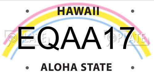 EQAA17 Hawaii License Plate
