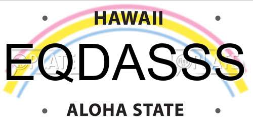 EQDASSS Hawaii License Plate