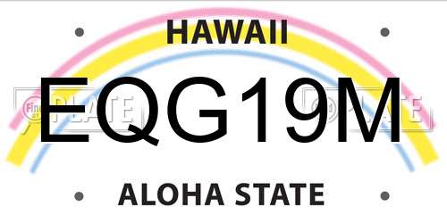 EQG19M Hawaii License Plate
