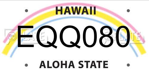 EQQ080 Hawaii License Plate