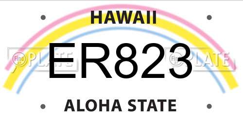 ER823 Hawaii License Plate